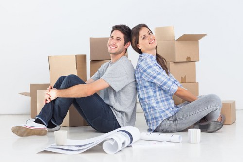 Packed moving boxes ready for house removals in Islington