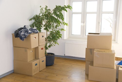 Boxes and furniture being loaded for a flat move in Islington