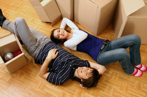 Packed boxes and furniture ready for local removals
